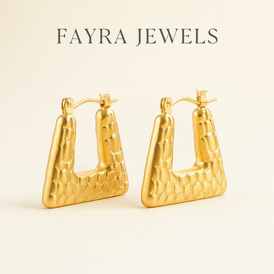Textured Gold Square Hoop Earrings – Fayra Jewels
