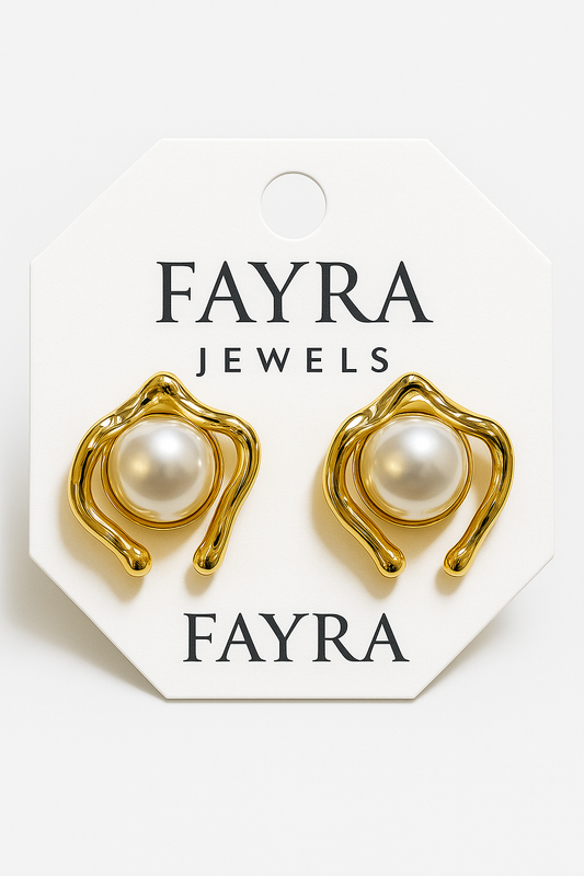Modern Pearl Wave Earrings – Fayra Jewels ✨