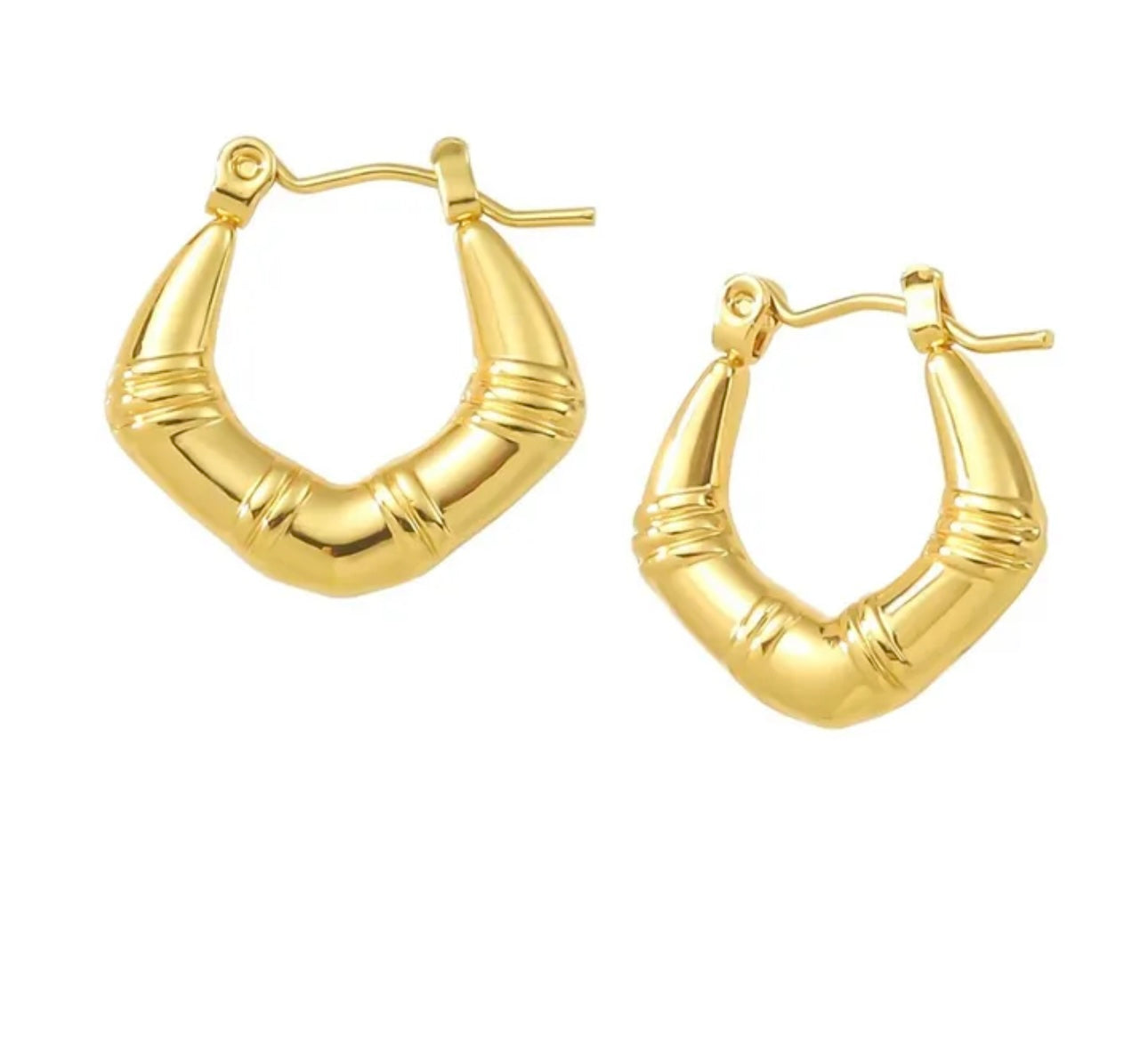 Golden Bamboo Hoop Earrings 🌿✨