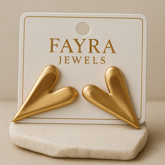 Bold Golden Heart Earrings – Fayra Jewels 💛