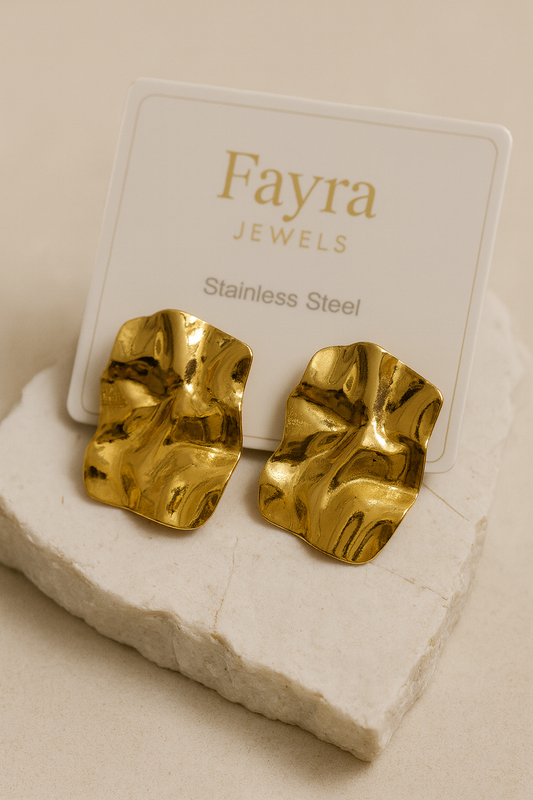 Fayra Jewels Textured Gold Statement Earrings