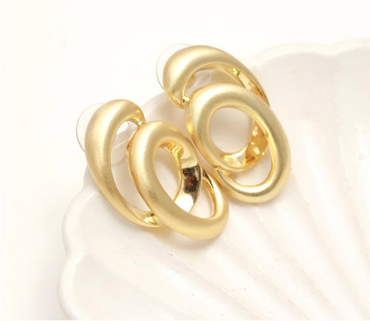 Bold Interlinked Gold Hoop Earrings