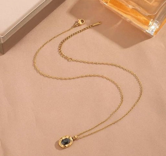 Elegant Black Gem Pendant Necklace – Fayra Jewels