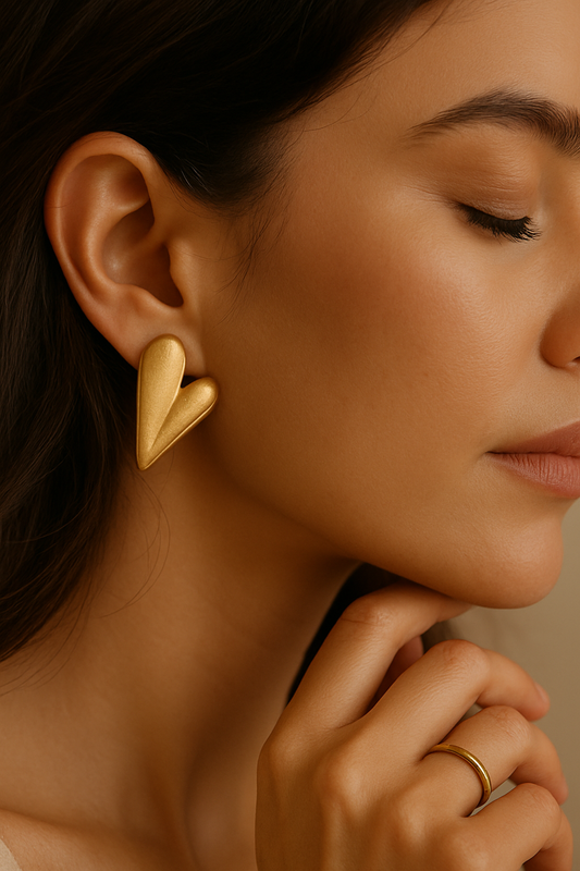 Bold Golden Heart Earrings – Fayra Jewels 💛