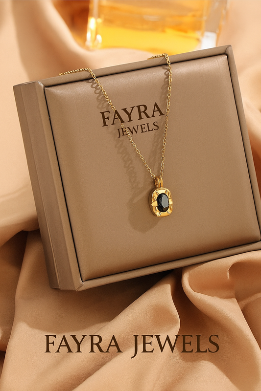 Elegant Black Gem Pendant Necklace – Fayra Jewels