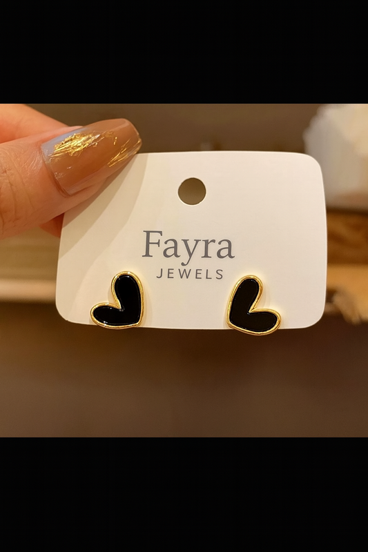 Black Heart Stud Earrings – Fayra Jewels