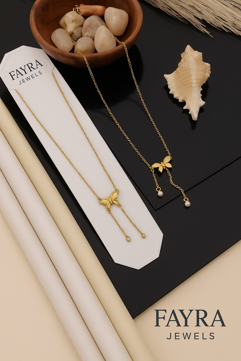 Golden Butterfly Pendant Necklace ā Fayra Jewels
