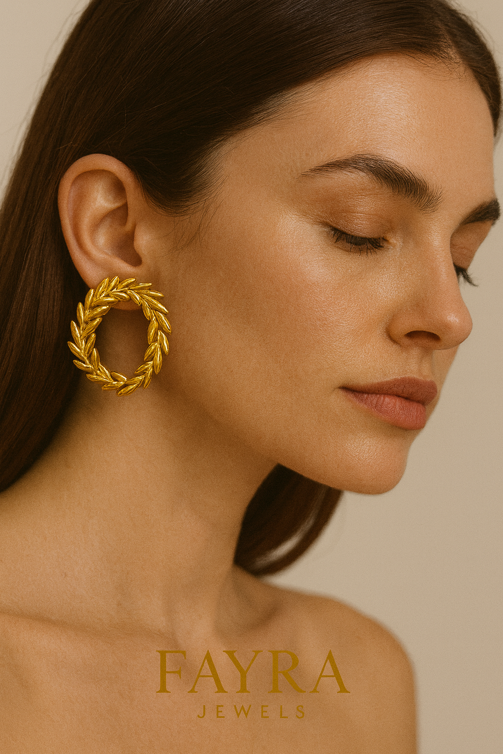 Fayra Jewels Golden Laurel Wreath Earrings