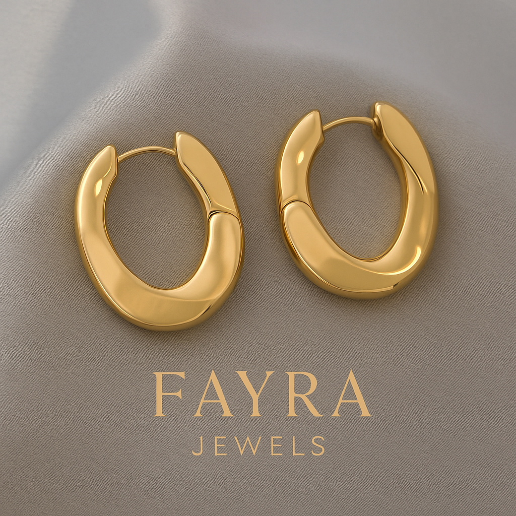 Bold Gold Oval Hoop Earrings