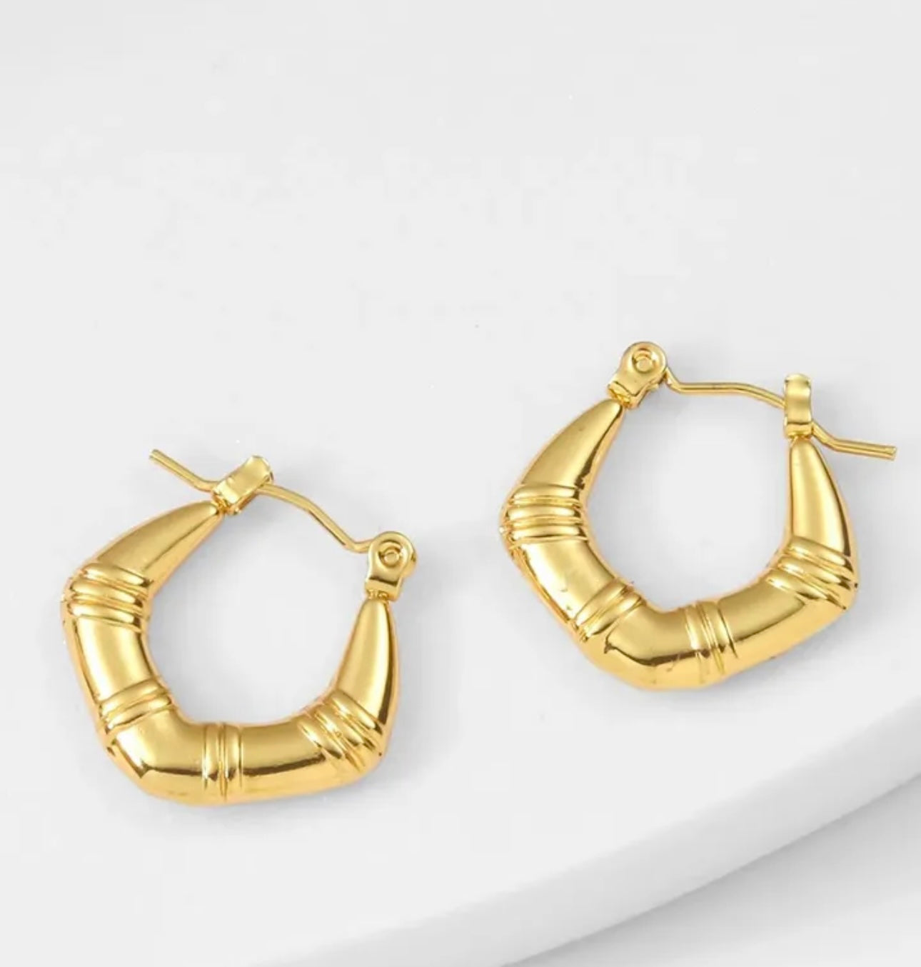 Golden Bamboo Hoop Earrings 🌿✨