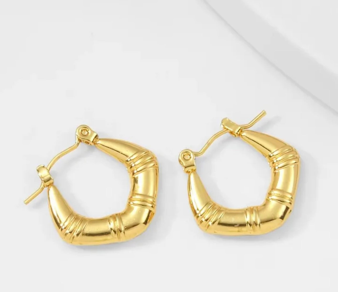 Golden Bamboo Hoop Earrings 🌿✨