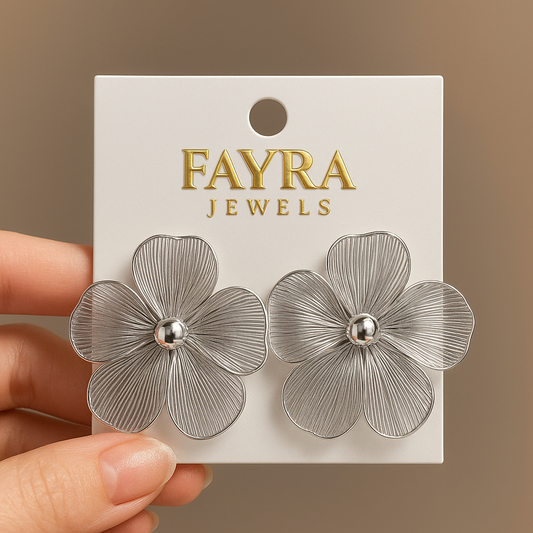 Silver Blossom Statement Earrings 🌼✨