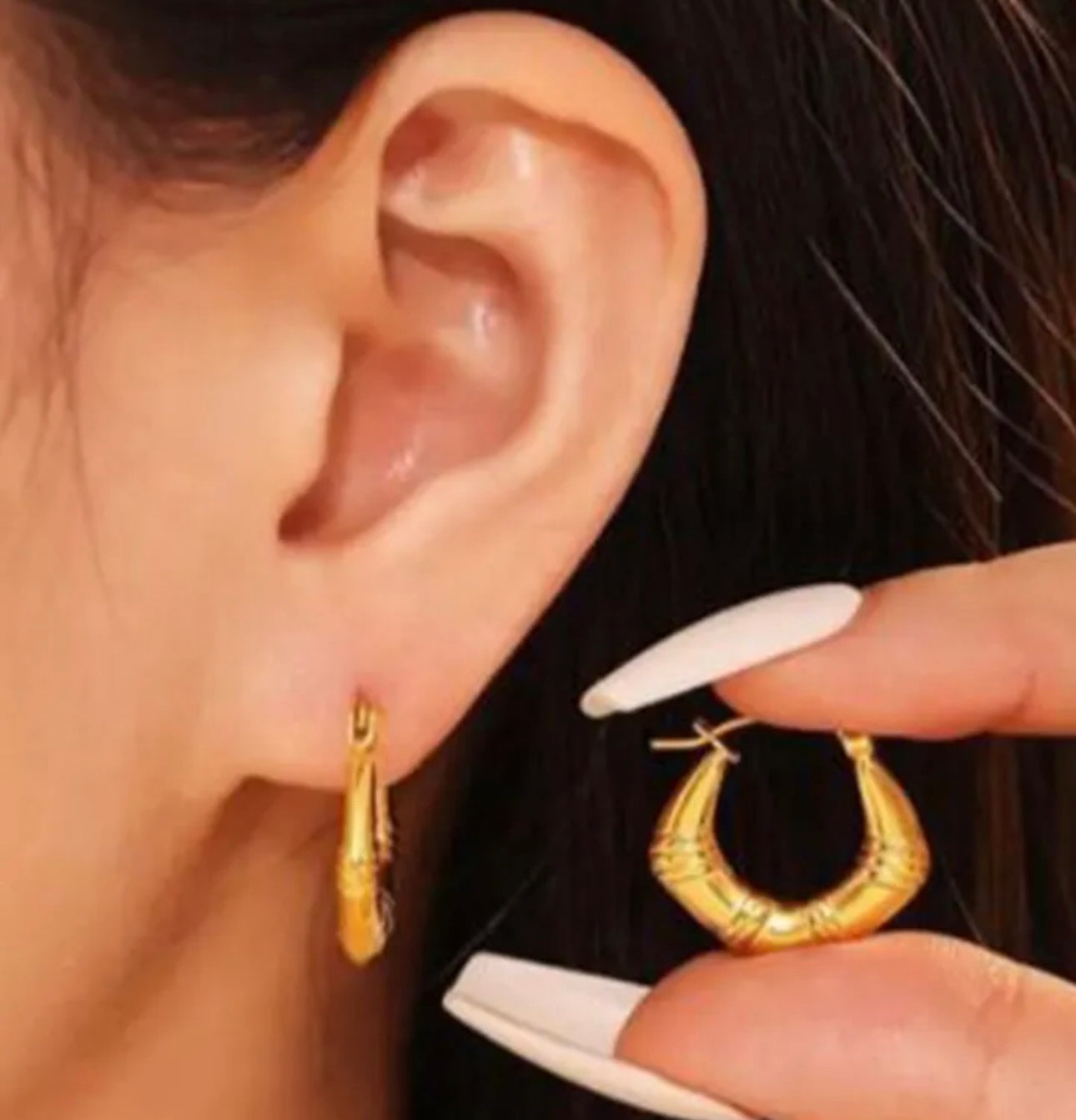Golden Bamboo Hoop Earrings 🌿✨