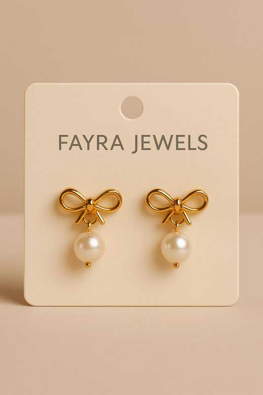 Elegant Bow Pearl Drop Earrings – Fayra Jewels