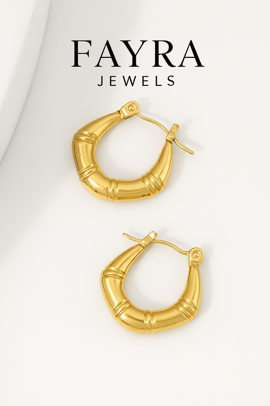 Golden Bamboo Hoop Earrings πΏβ¨