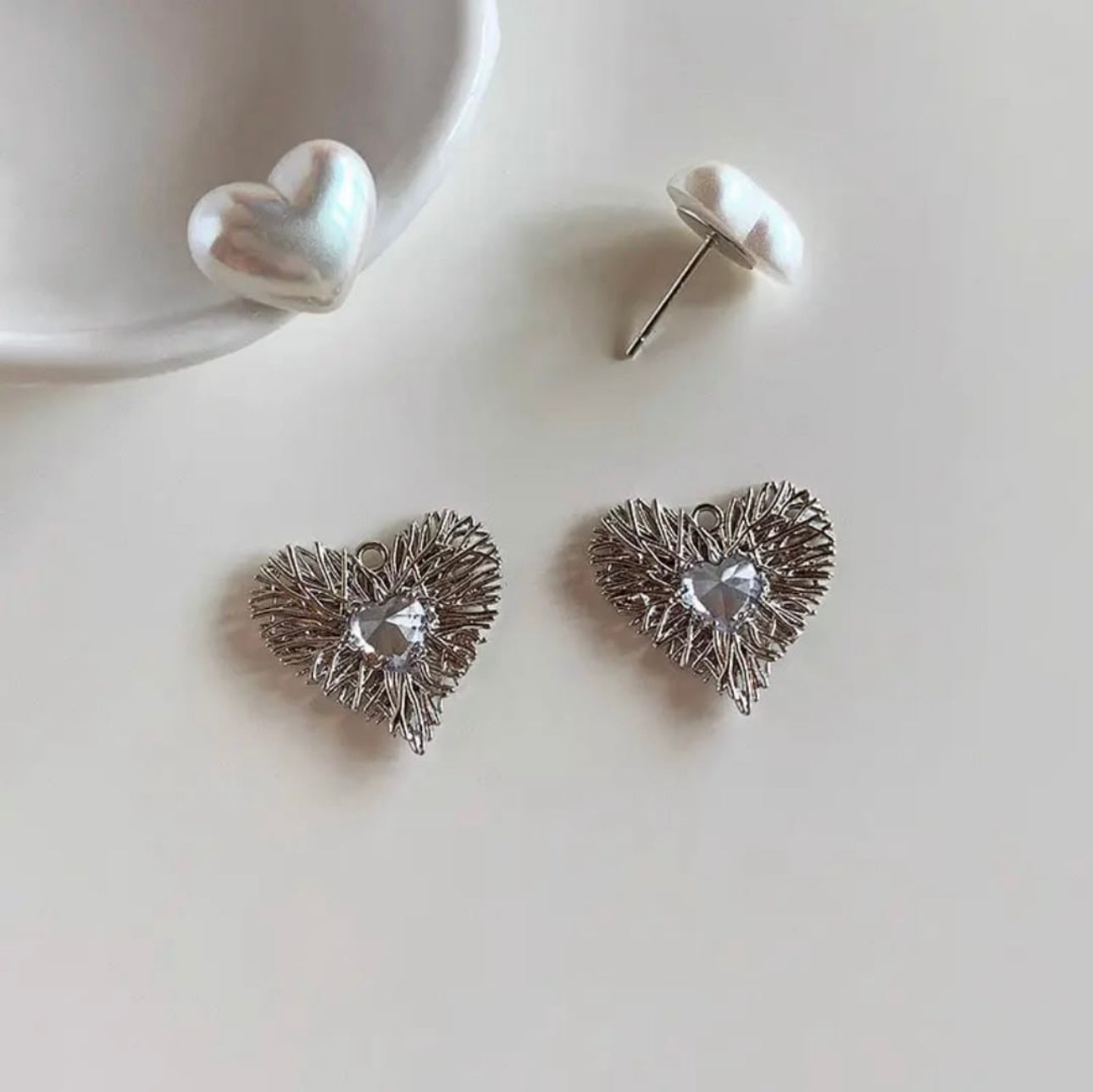 Silver Heart Luxe Earrings ā Fayra Jewels