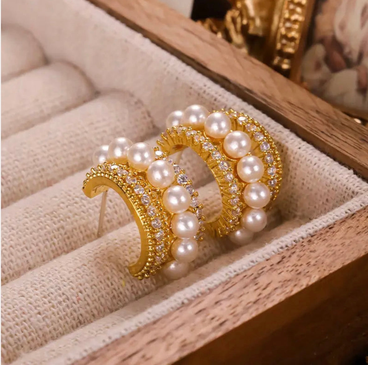Triple Layer Pearl & CZ Statement Hoop