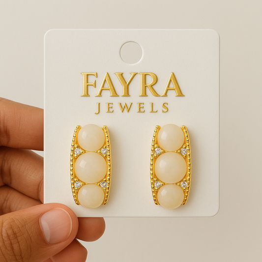 Elegant Triple Pearl Stud Earrings