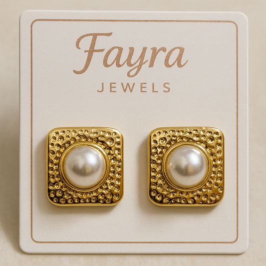 e: Vintage Pearl Square Stud Earrings – Fayra Jewels