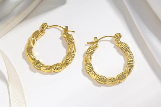 Classic Gold Textured Hoop Earrings – Fayra Jewels
