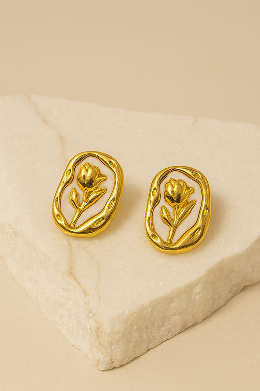 Golden Bloom Oval Earrings β¨πΉ