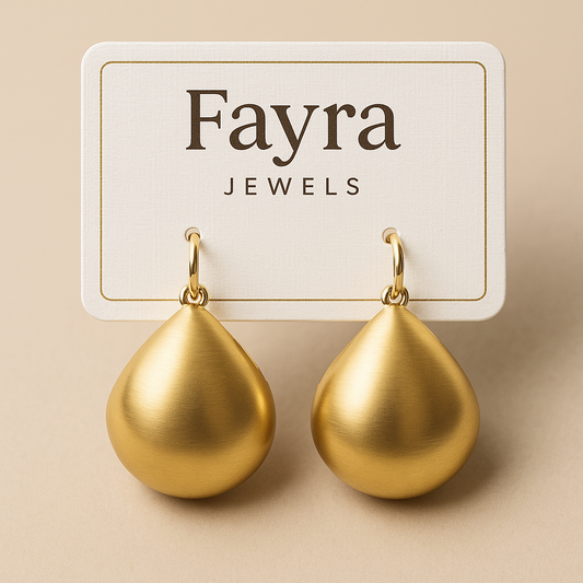 Golden Teardrop Statement Earrings – Fayra Jewels ✨
