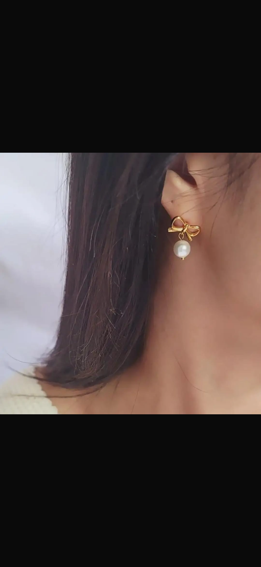 Elegant Bow Pearl Drop Earrings – Fayra Jewels