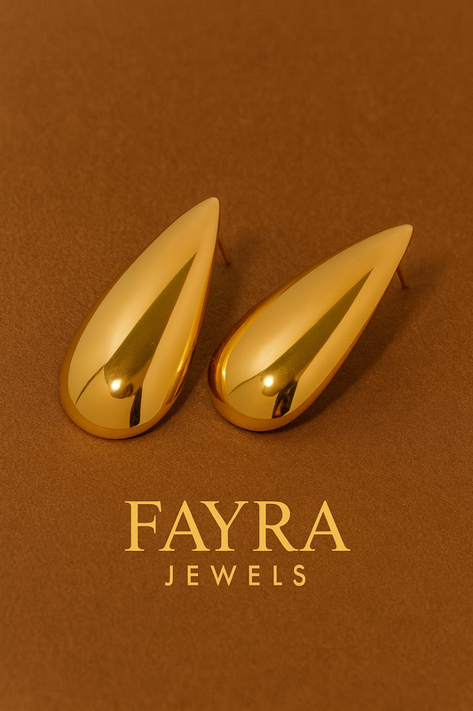 Golden Teardrop Statement Earrings 🌙✨