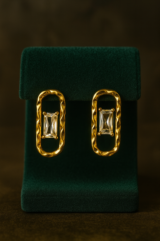 Luxe Rectangle Stone Frame Earrings 💎✨