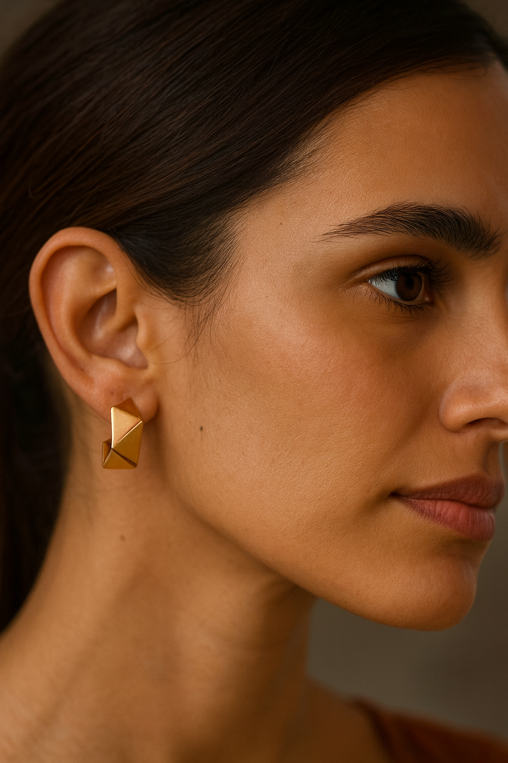 Golden Geometric Stud Earrings