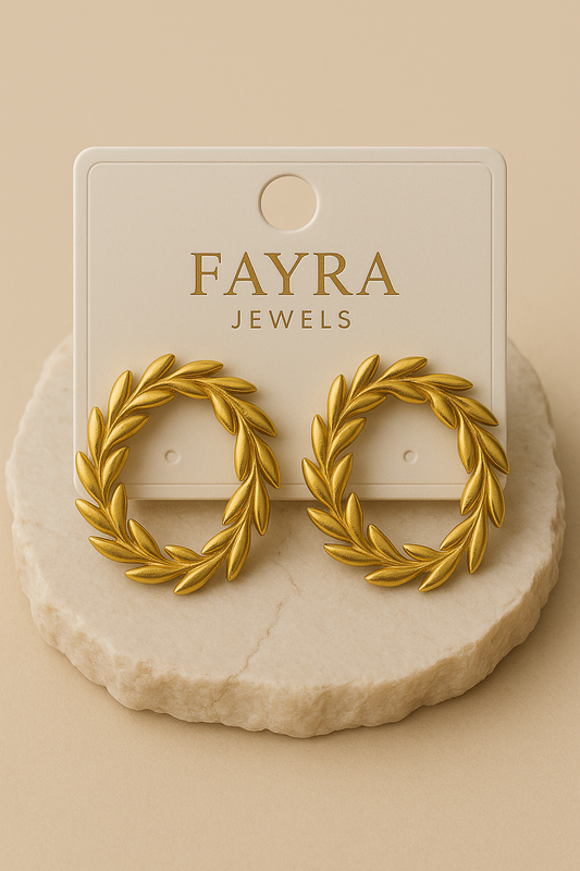 Fayra Jewels Golden Laurel Wreath Earrings