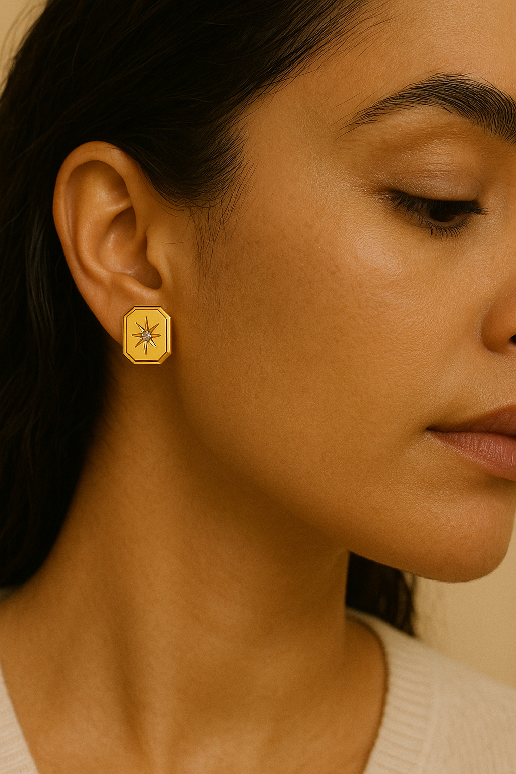 Golden Starburst Stud Earrings