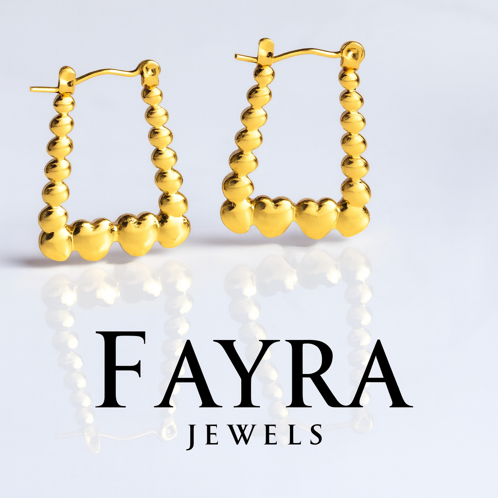 Golden Bubble Square Hoop Earrings – Fayra Jewels