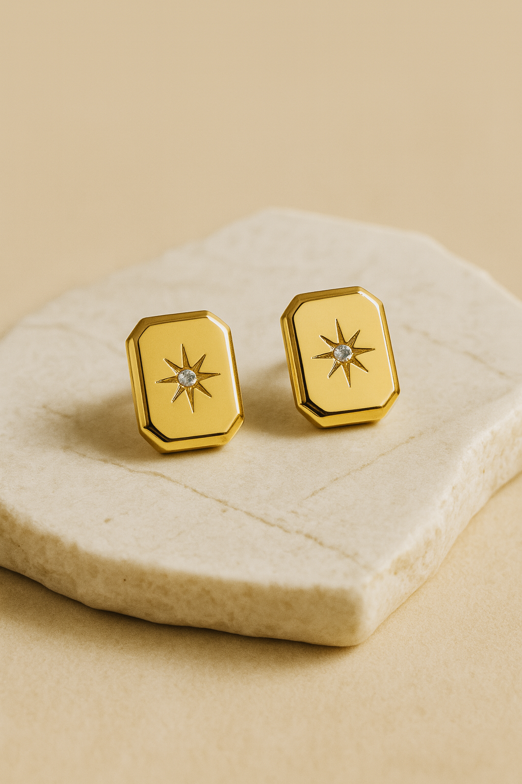 Golden Starburst Stud Earrings