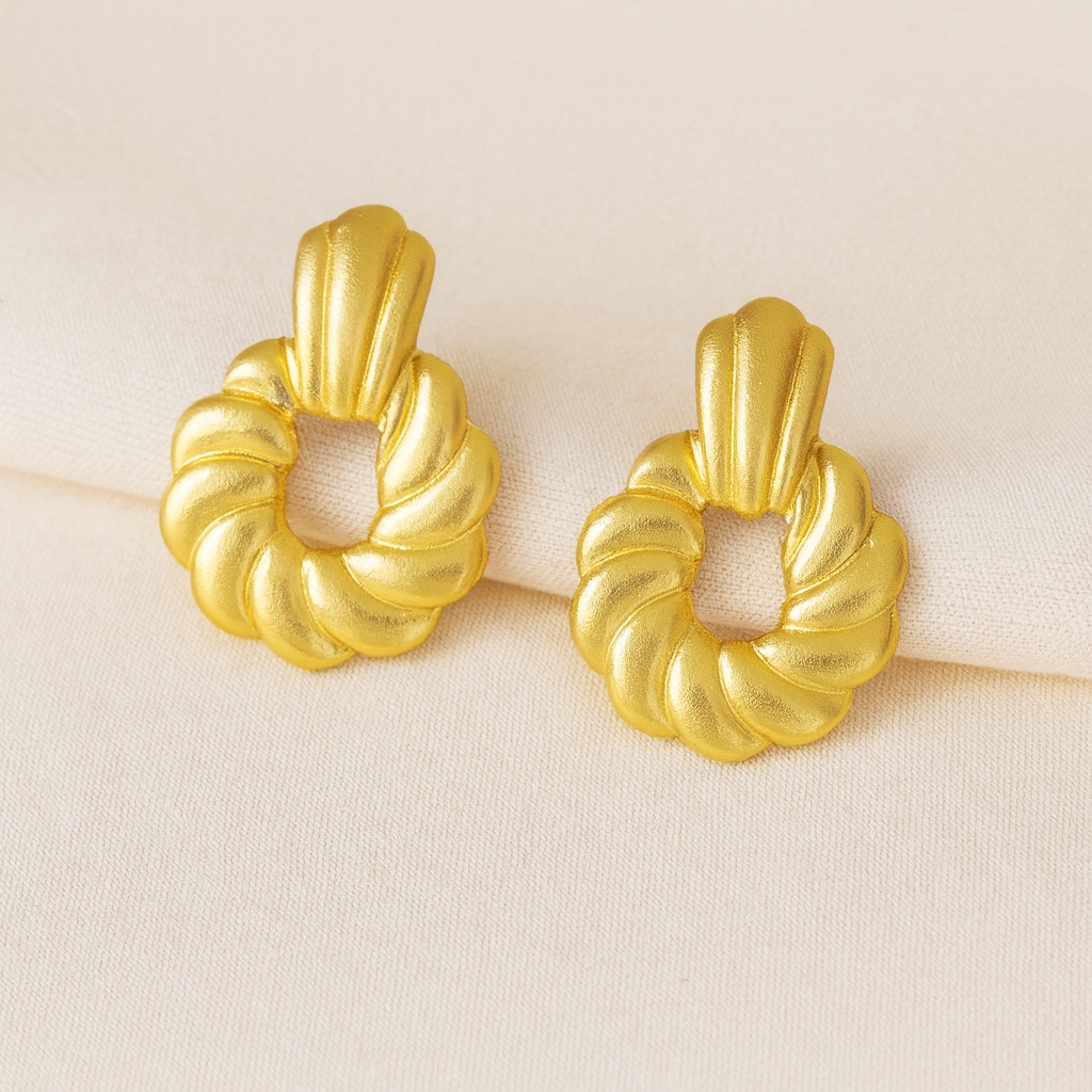 Golden Twist Hoop Earrings