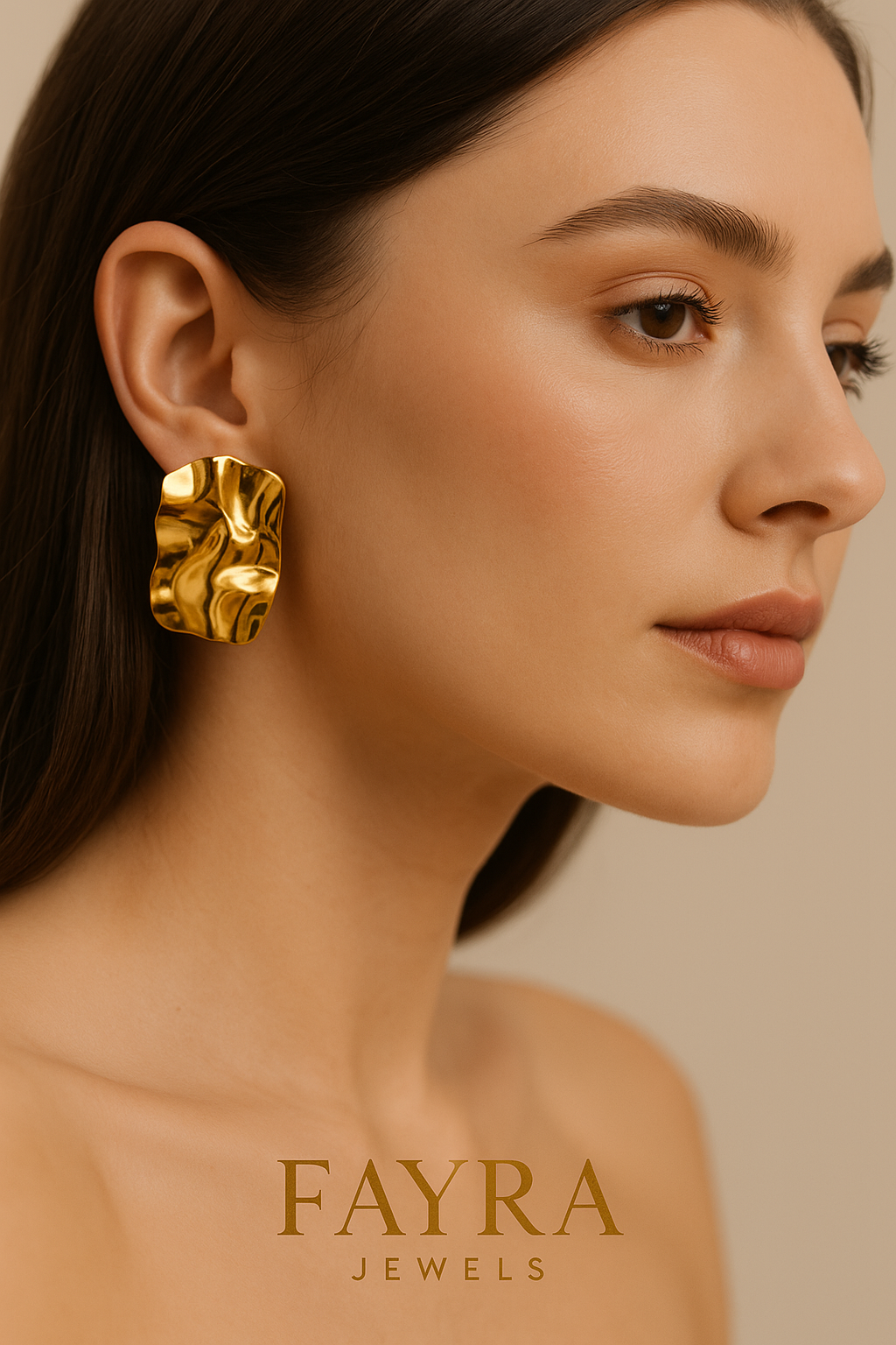 Fayra Jewels Textured Gold Statement Earrings