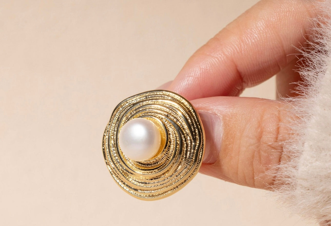 Golden Halo Pearl Earrings