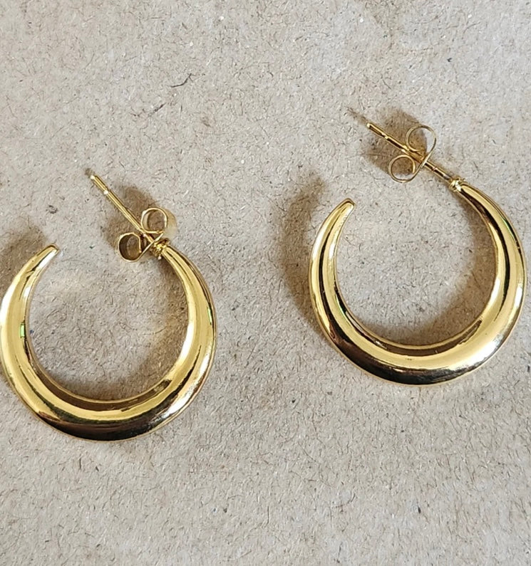 Half Golden Crescent hoop Earrings