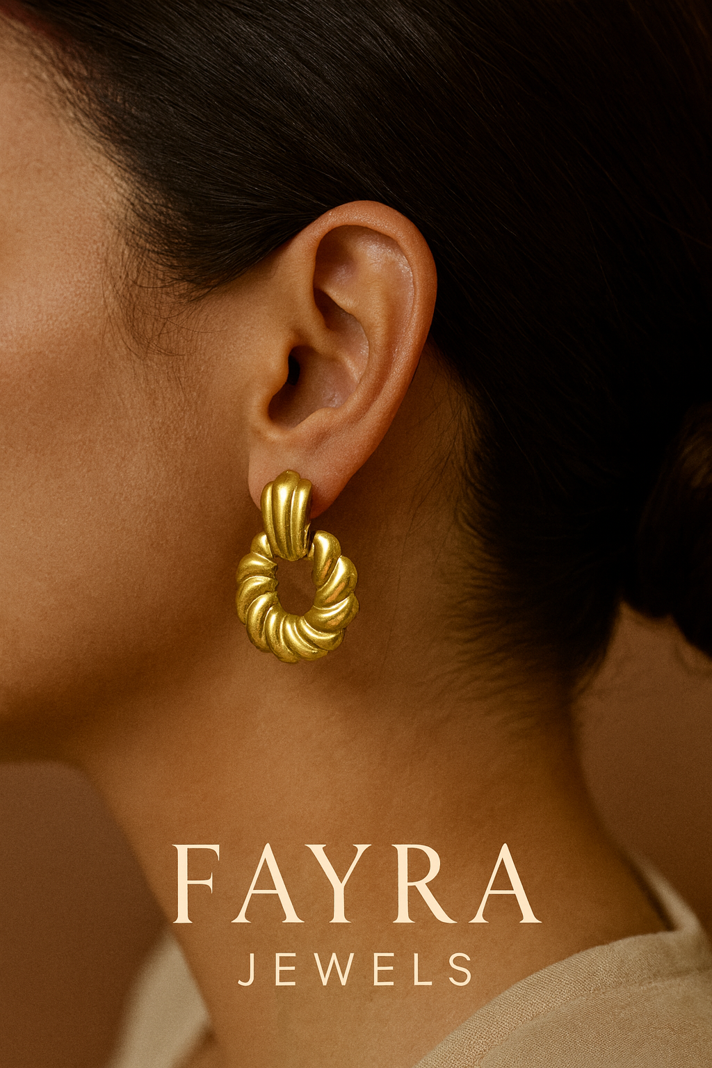 Golden Twist Hoop Earrings