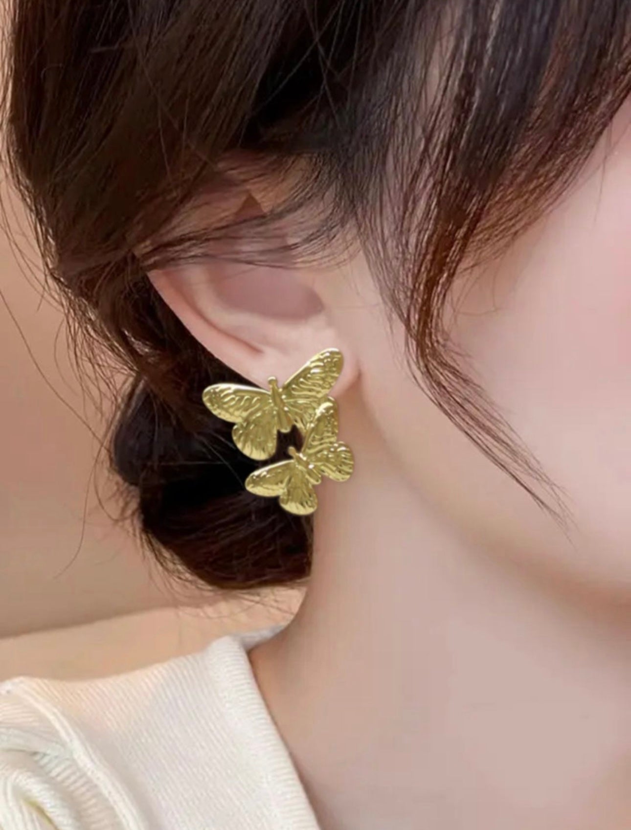 Golden Butterfly Statement Earrings