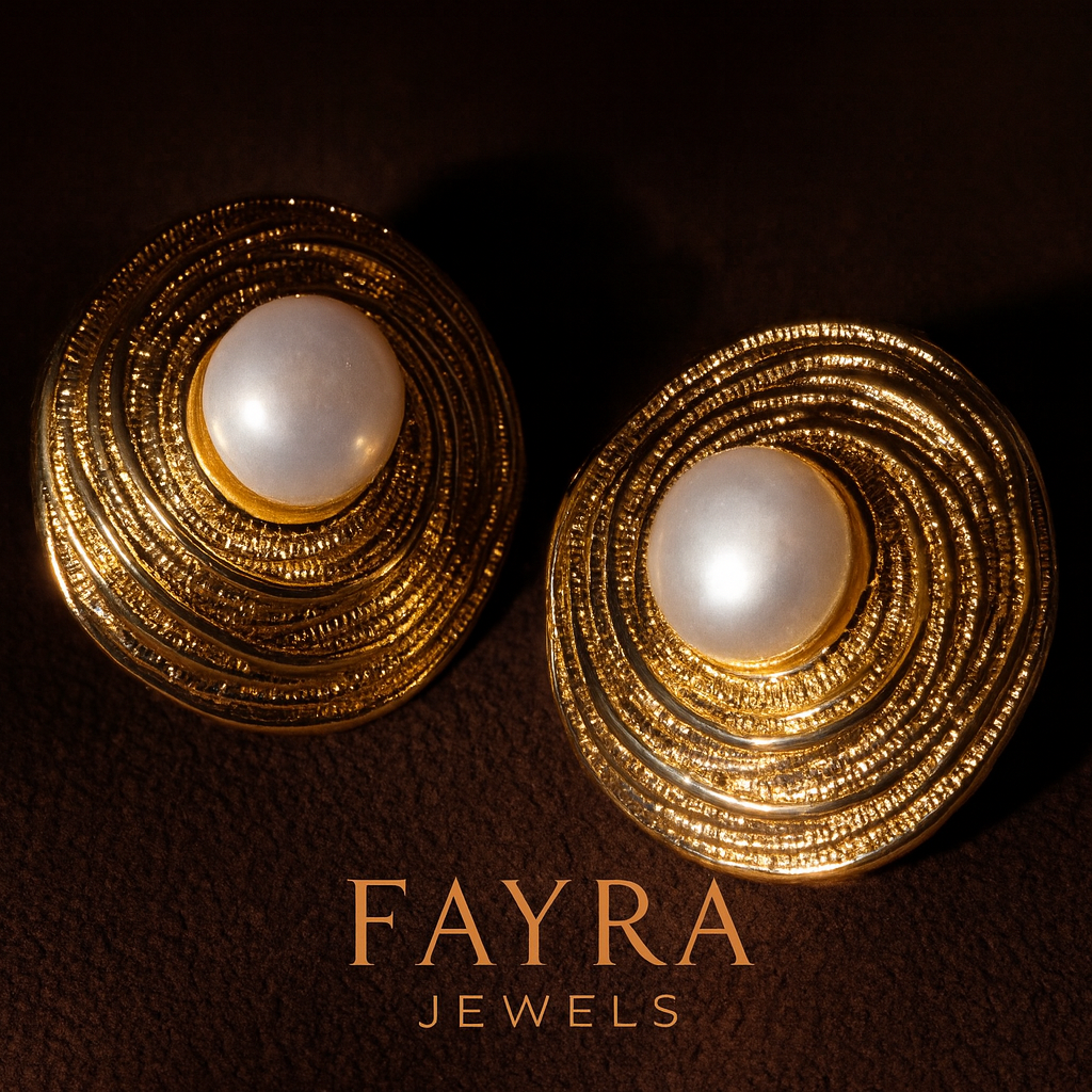 Golden Halo Pearl Earrings