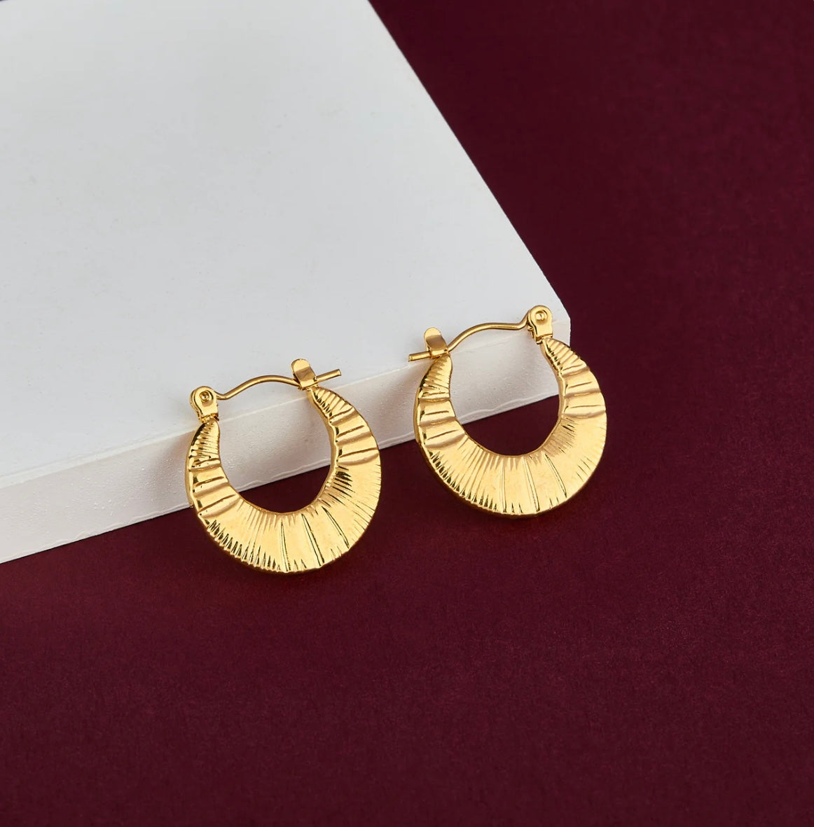 Radiant Sunburst Gold Hoop Earrings – Fayra Jewels