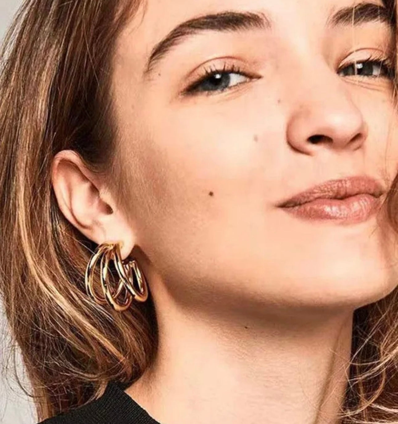 Triple Layered Gold Hoop Earrings ✨