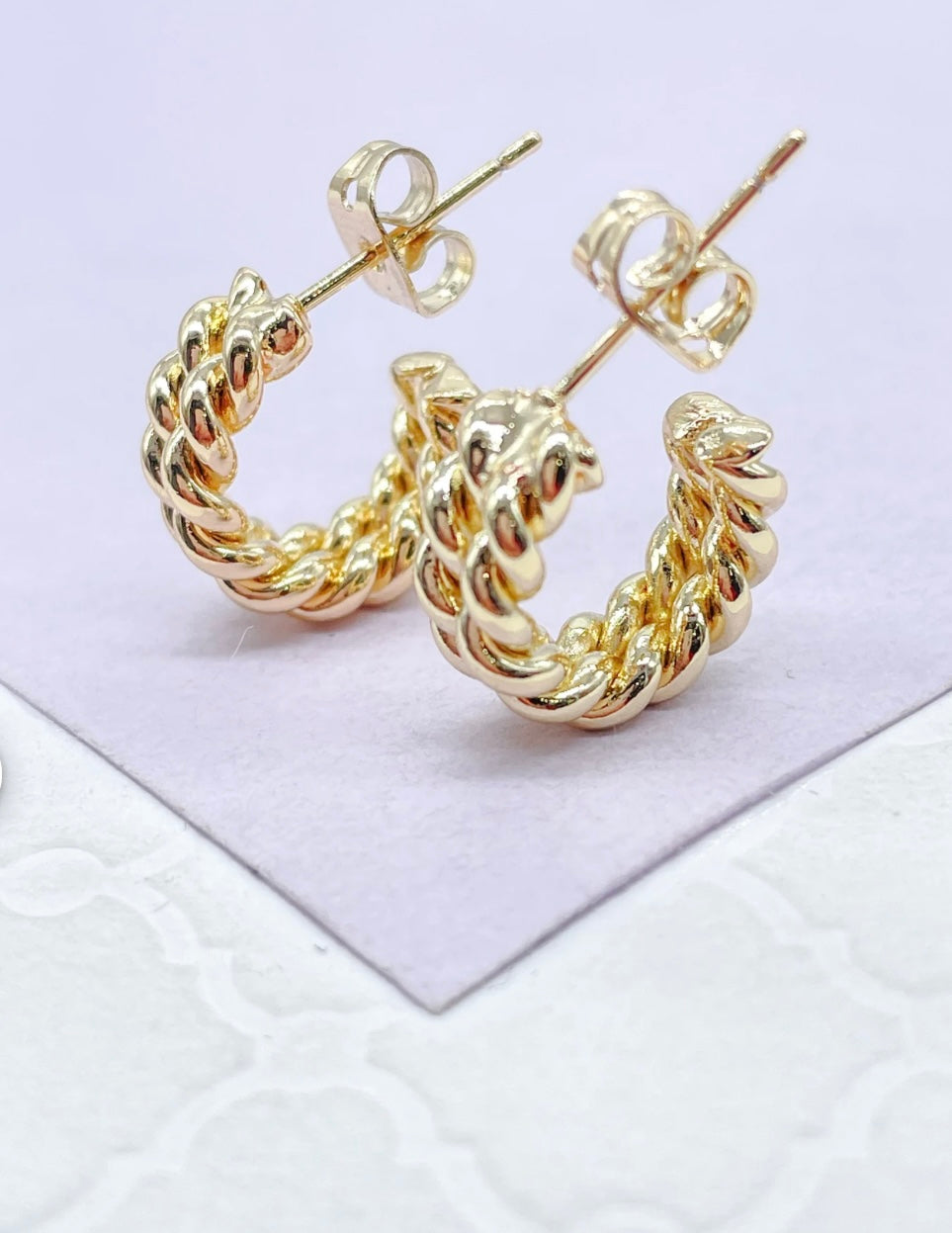 Golden Rope Textured Hoops
