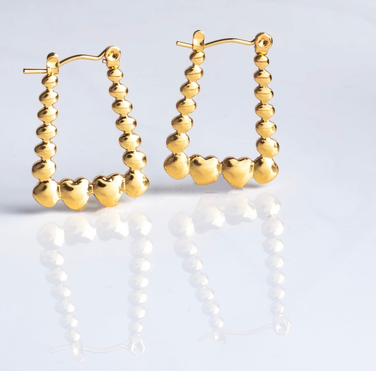 Golden Bubble Square Hoop Earrings – Fayra Jewels