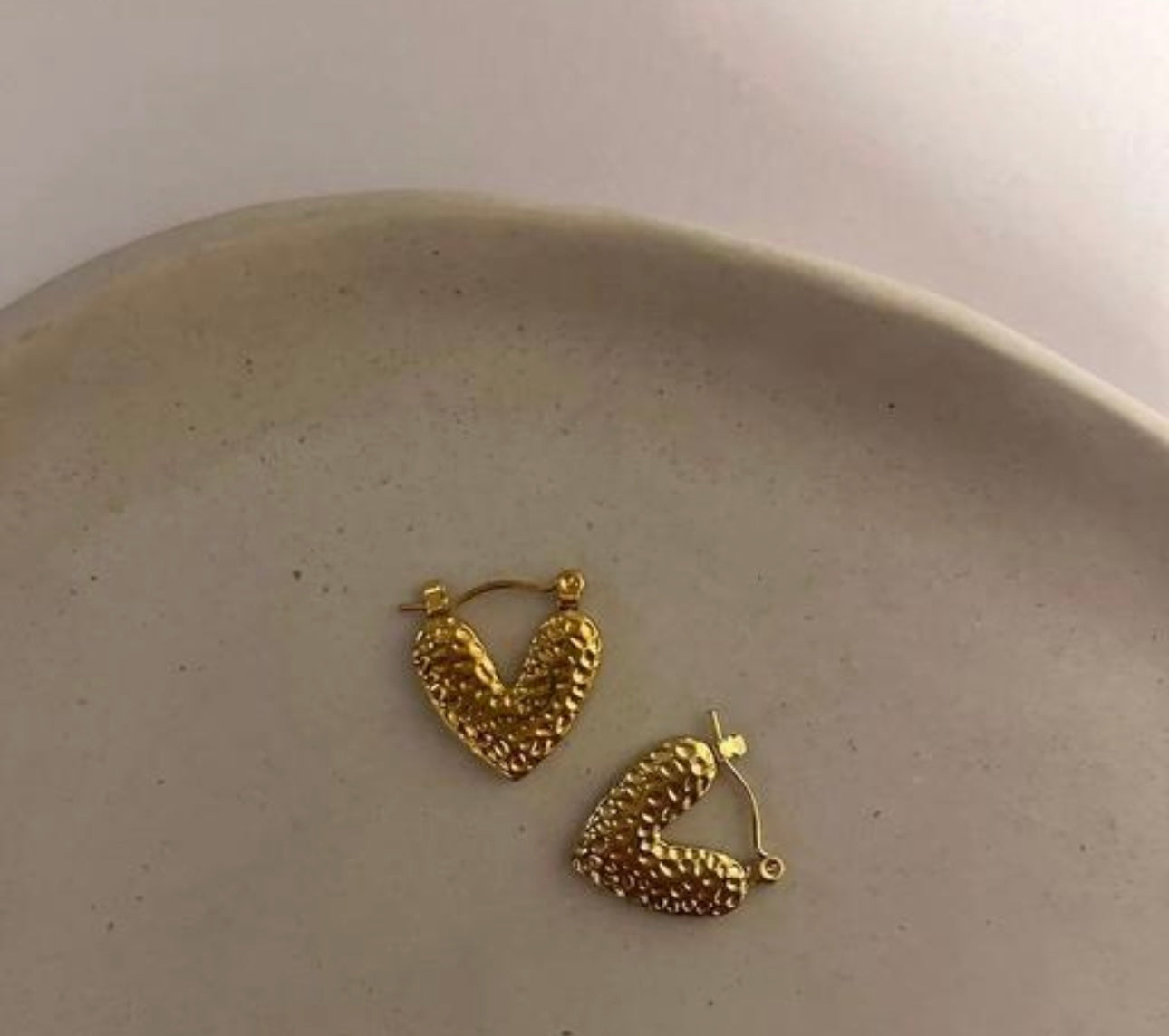 Golden Textured Heart Hoop Earrings – Fayra Jewels