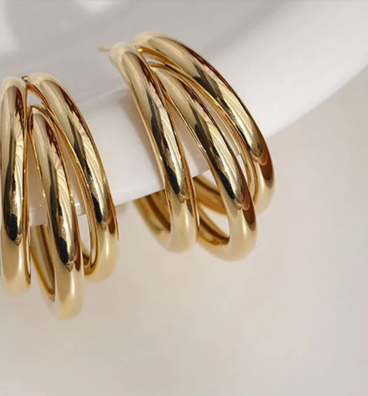 Triple Layered Gold Hoop Earrings ✨