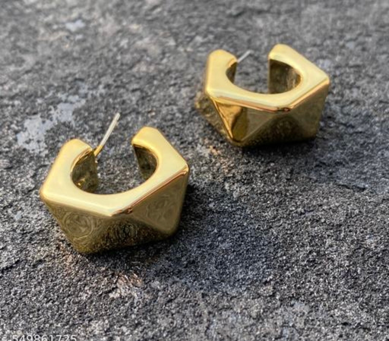 Golden Geometric Stud Earrings