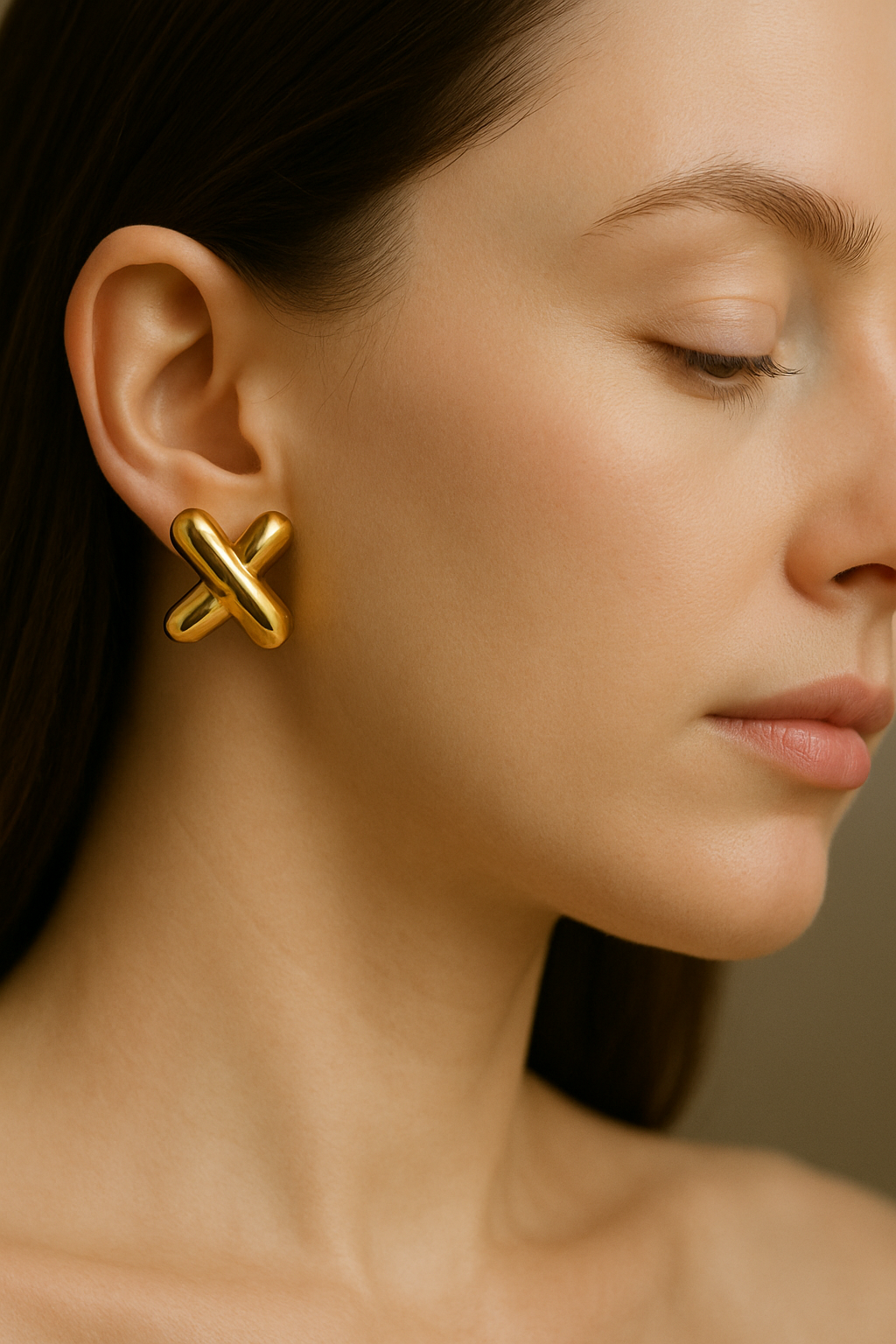 Luxury Gold X-Shape Stud Earrings