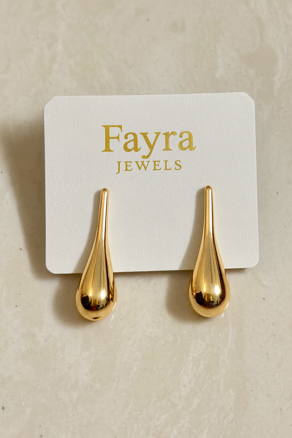 Golden Raindrop Stud Earrings – Fayra Jewels